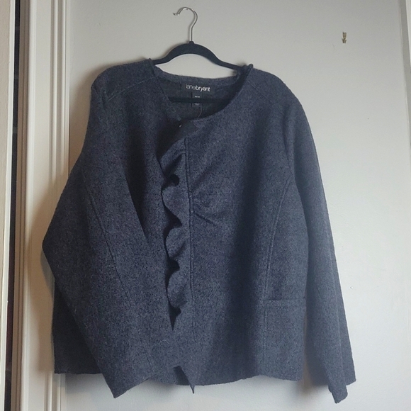Lane Bryant jacket Plus Size Zip Up Wool Blend Pockets Dark Grey-Size 26/28 - Picture 1 of 8